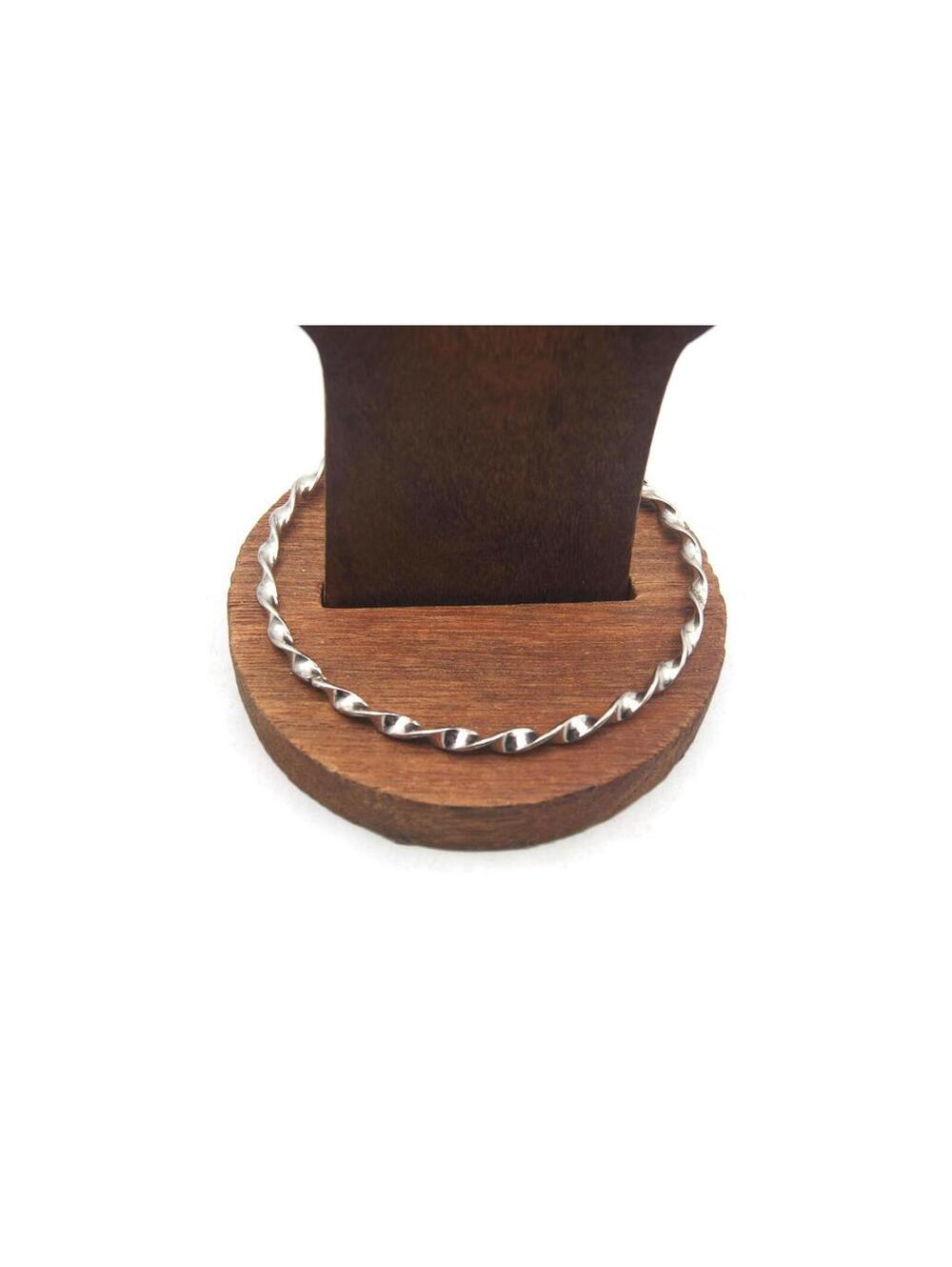 Vintage Twisted Silver Tone 10" Bangle Bracelet.